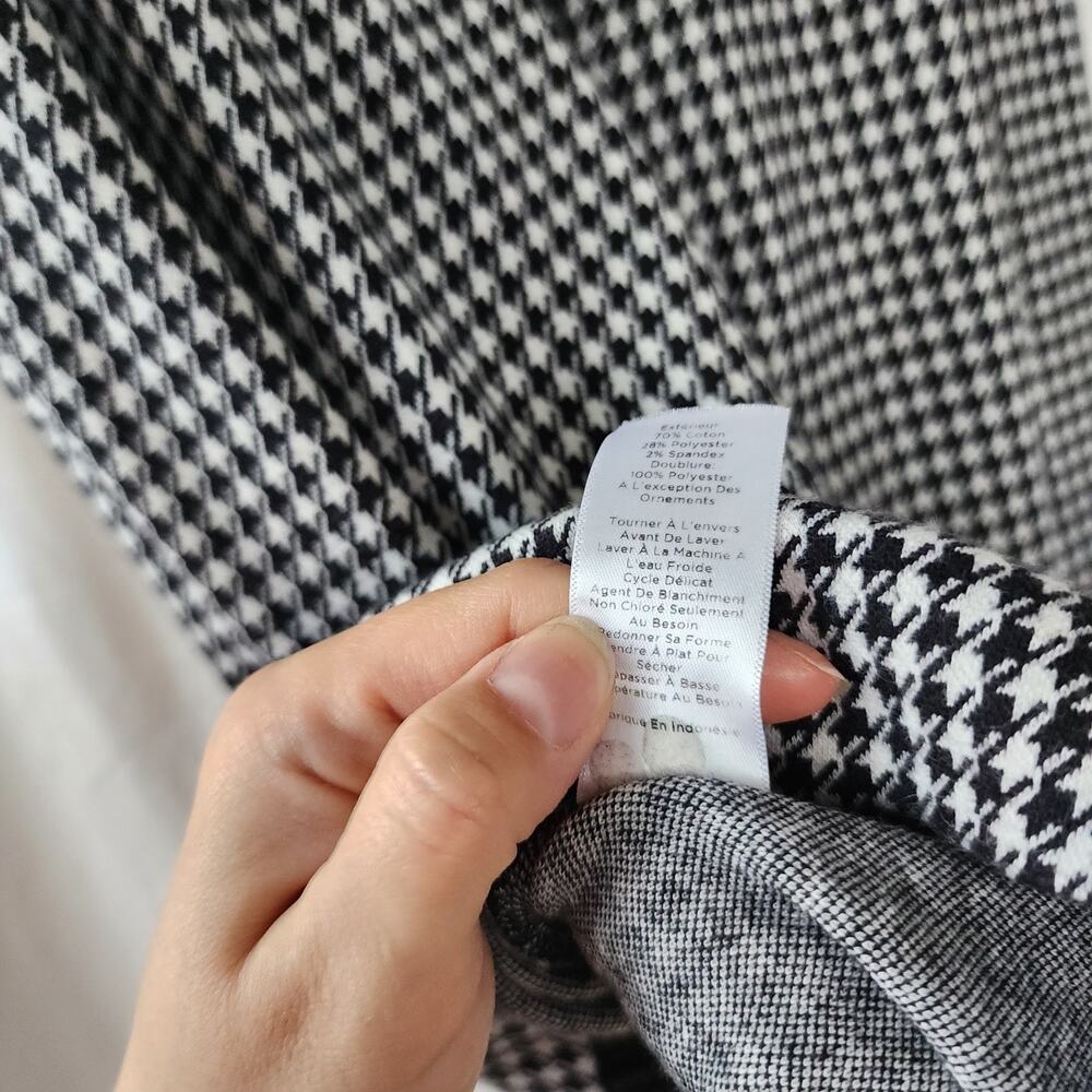 Talbots Women's 10 Houndstooth Ponte Midi Dress Black White Bow Festive Preppy - Picture 11 of 11